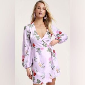 Keepsake the label lilac floral wrap mini dress small floral fairy Bloomcore